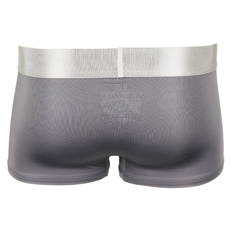 Grey Calvin Klein steel boxer trunk, back view