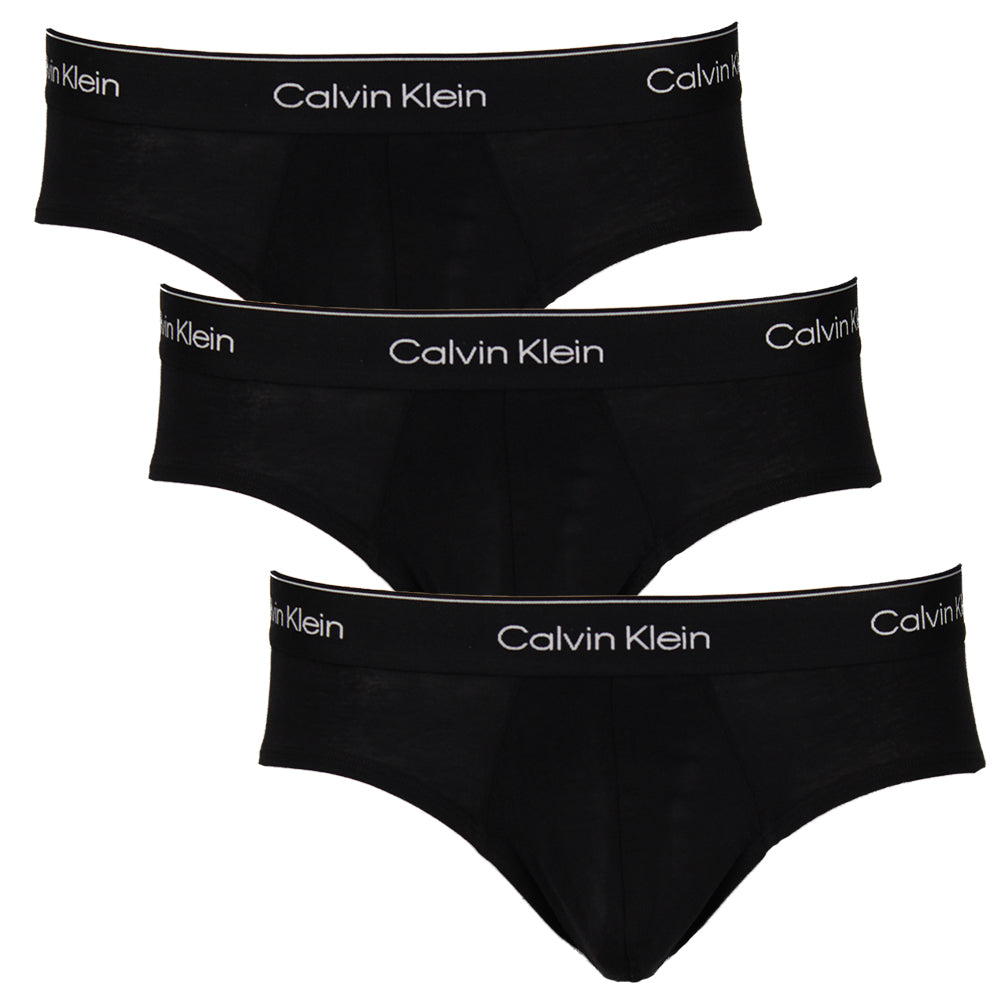 Calvin Klein 3 pack of men's briefs, black with white logo. 