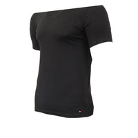 Tommy Hilfiger black t-shirt, round neck, side view