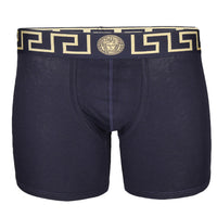 Versace navy boxer brief with greca waistband