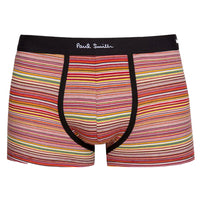 Paul Smith artist stripe pattern boxer trunk with black waist band.