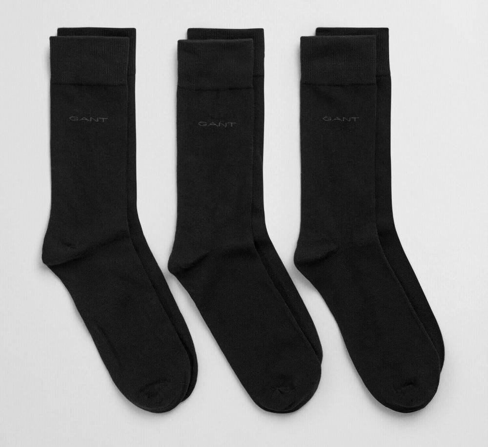 3-Pack Soft Cotton Socks, Black