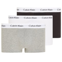 3-Pack Low Rise Cotton Stretch Boxer Trunks, Black/White/Grey-Calvin Klein-UNDERU