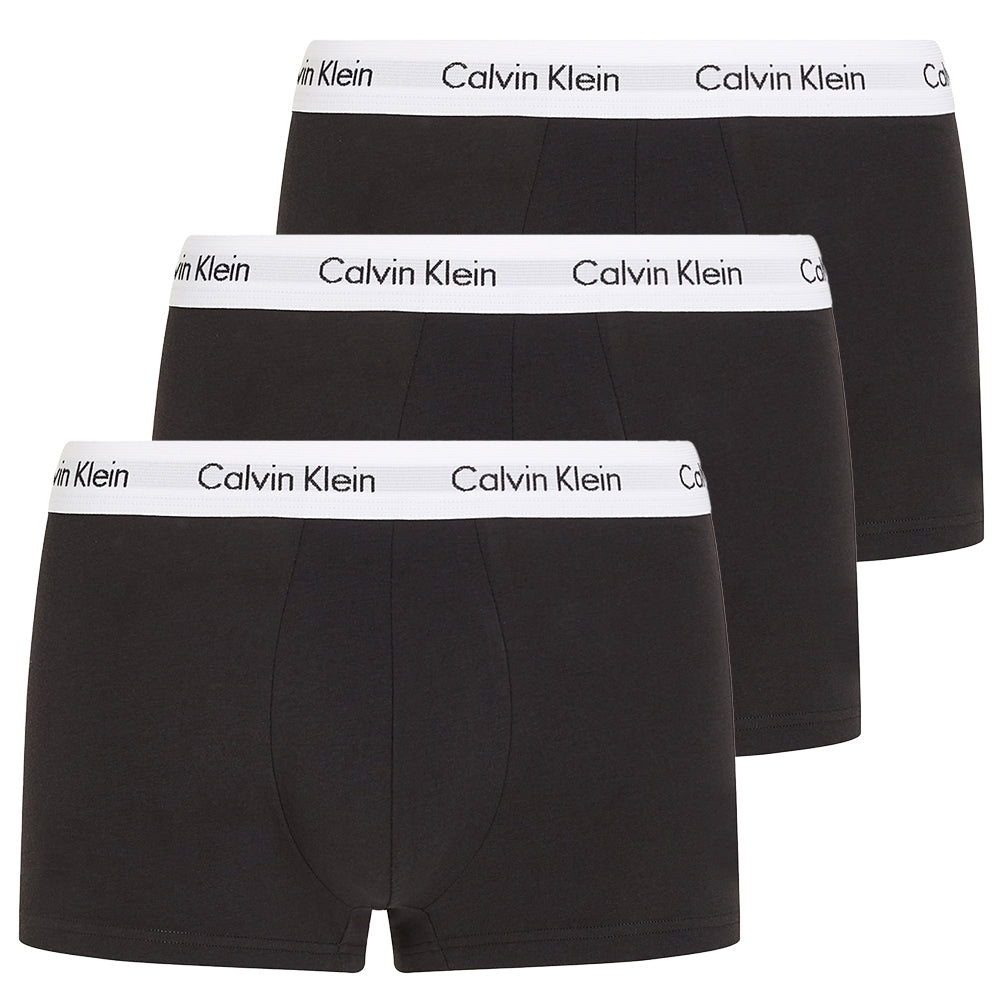 3-Pack Low-Rise Cotton Stretch Boxer Trunks, Black-Calvin Klein-UNDERU