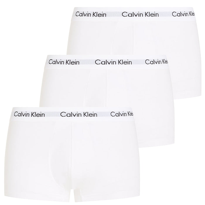 3-Pack Low-Rise Cotton Stretch Boxer Trunks, White-Calvin Klein-UNDERU