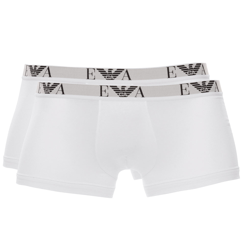 2-Pack Eagle Logo Boxer Trunks, White-Emporio Armani-UNDERU