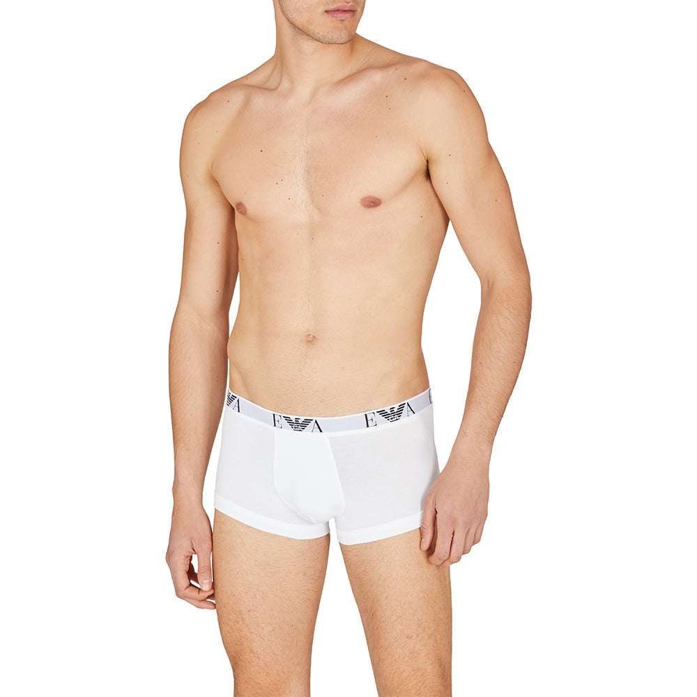 2-Pack Eagle Logo Boxer Trunks, White-Emporio Armani-UNDERU