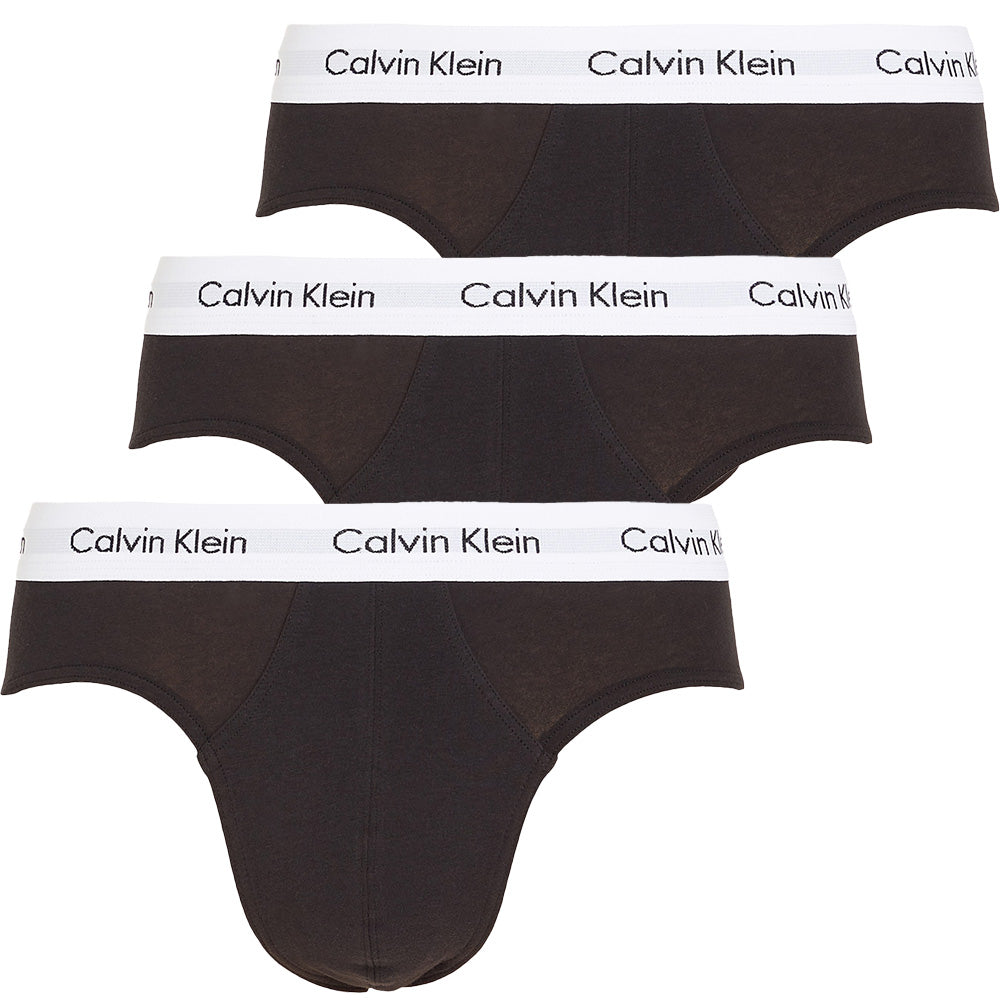 Cotton Stretch 3-Pack Contrast Waistband Briefs, Black-Calvin Klein-UNDERU