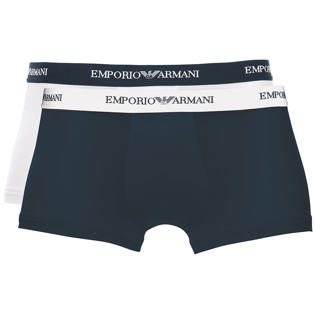 2-Pack Logoband Contrast Waist Boxer Trunks, Grey/Black-Emporio Armani-UNDERU