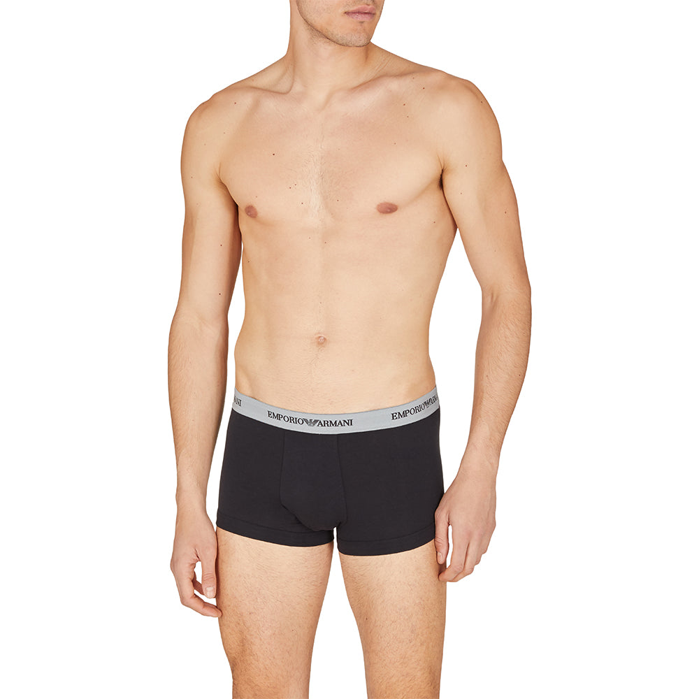 2-Pack Logoband Contrast Waist Boxer Trunks, Grey/Black-Emporio Armani-UNDERU