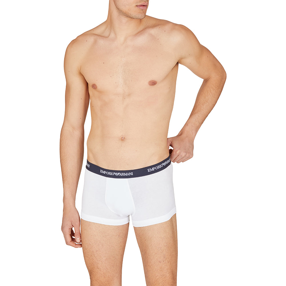 2-Pack Logoband Contrast Waist Boxer Trunks, Navy/White-Emporio Armani-UNDERU