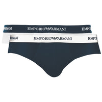 2-Pack Logoband Contrast Waist Briefs, Navy/White-Emporio Armani-UNDERU