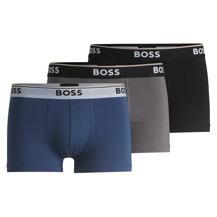 BOSS three pack mens boxer trunk in blue mix