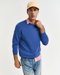 Classic Cotton Crew Neck Jumper, Rich Blue