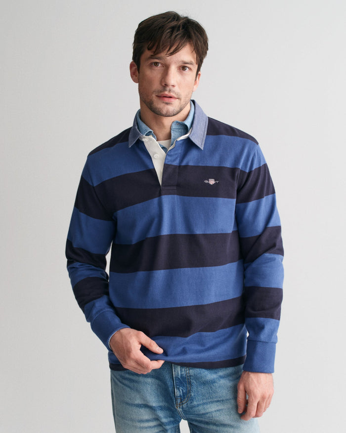 Striped Chambray Heavy Rugger, Rich Blue