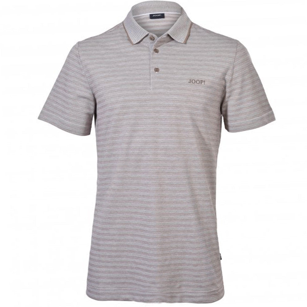 Shadow Stripe Pima Cotton Jersey Polo Shirt, Heather Beige