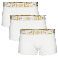 Versace Greca 3 pack of white boxer trunks