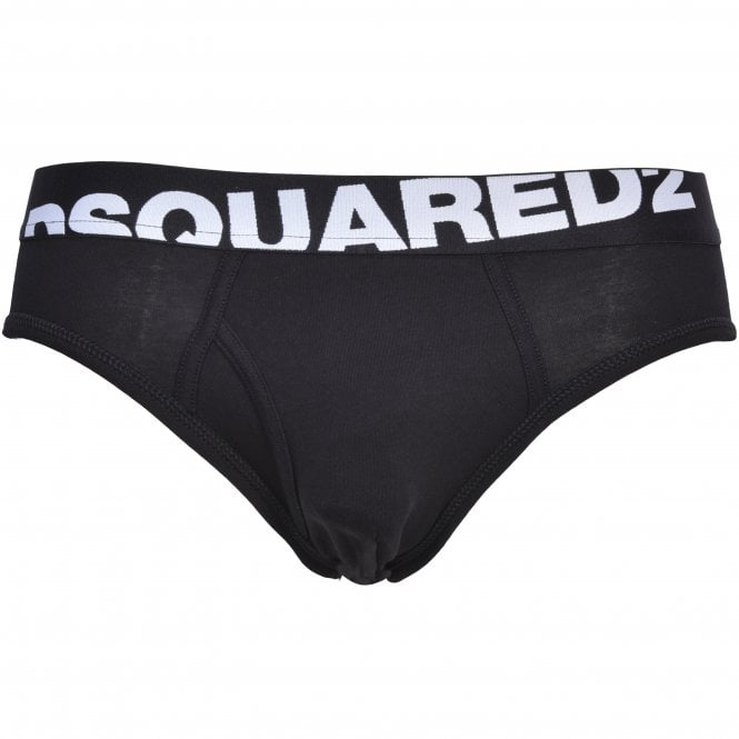 DSquared2 Men's Angled Logo Low-Rise Brief, Black/white