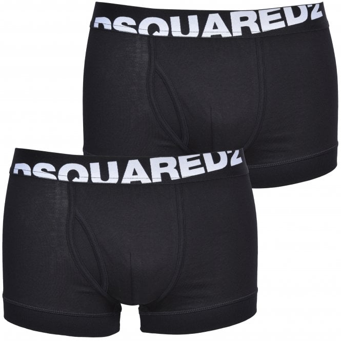 DSquared 2-Pack Angled Logo Low-Rise Boxer Trunks, Black | UnderU