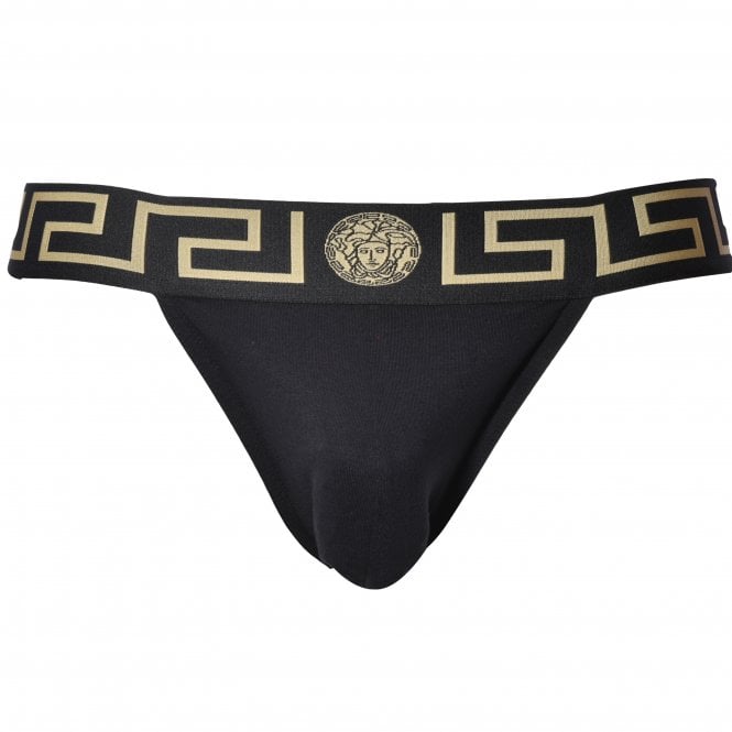 Versace Underwear: Black Greca Border Briefs