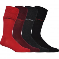 Calvin Klein-4-Pack Combed Cotton Socks Gift Tin, Black/Charcoal/Red/Burgundy-UNDERU