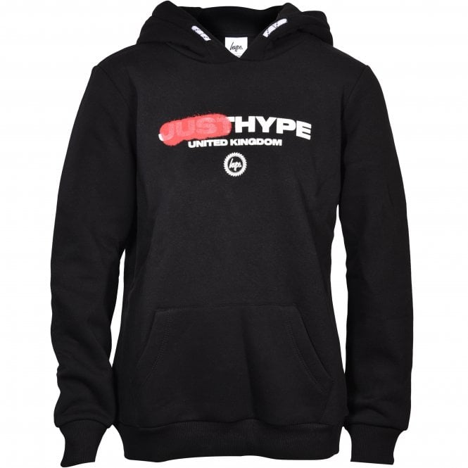 Boys Spray Logo Hoodie, Black-Hype-UNDERU