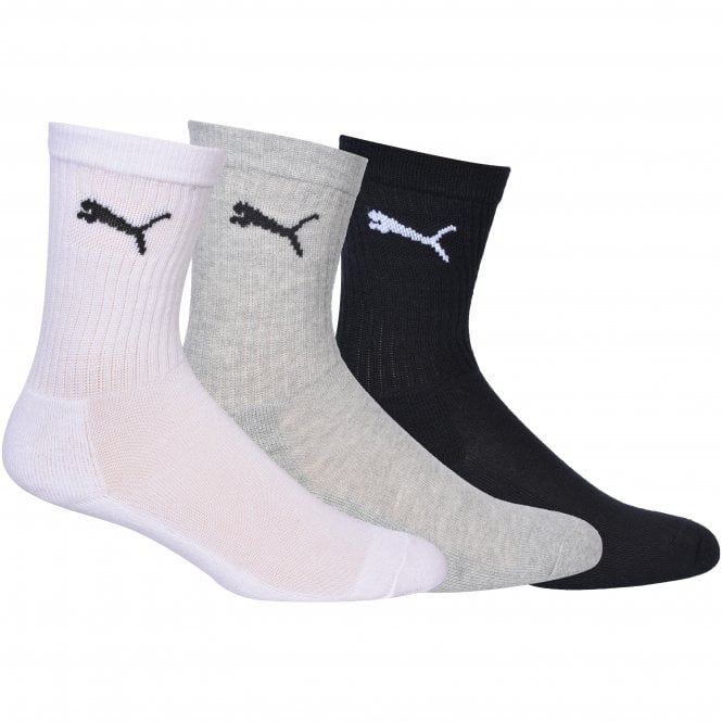 3-Pack Kids Sports Socks, Black/White/Grey-Puma-UNDERU