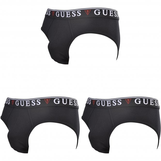 Guess 3-pack logo briefs in black/white/gray