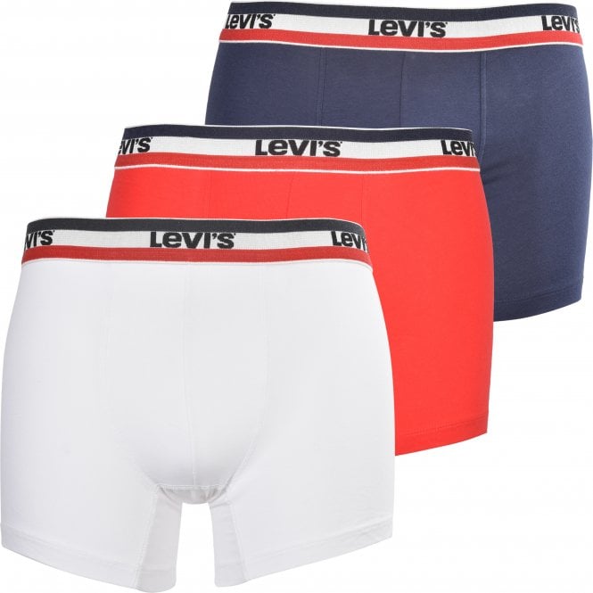 3-Pack Sportswear Logo Boxer Briefs, Red/White/Navy-Levi's-UNDERU