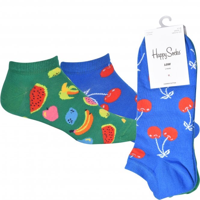 2-Pack Fruit Trainer Socks, Blue/Green-Happy Socks-UNDERU