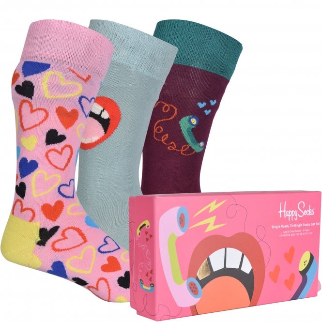 3-Pack Single Ready To Mingle Socks Gift Box-Happy Socks-UNDERU