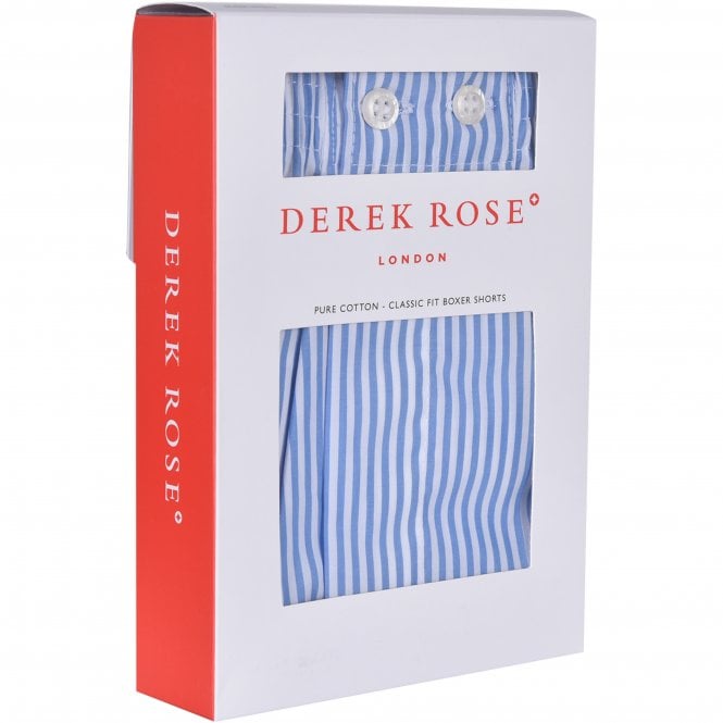 Derek Rose Classic Fit Cotton Boxer Shorts Blue at