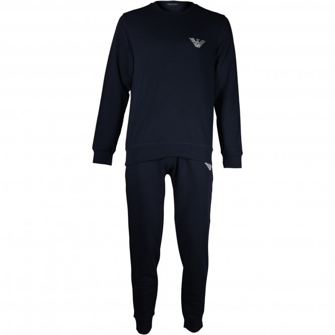 Emporio Armani Embroidered Logo Lounge Tracksuit Navy UnderU