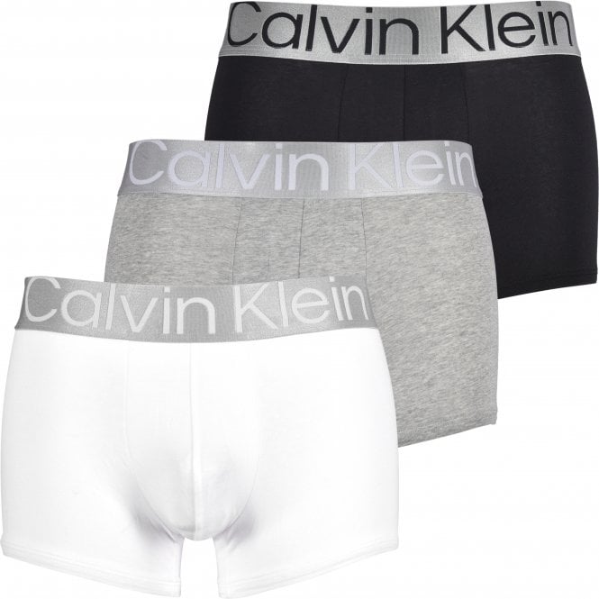 3-Pack Steel Boxer Trunks, Black/White/Grey-Calvin Klein-UNDERU