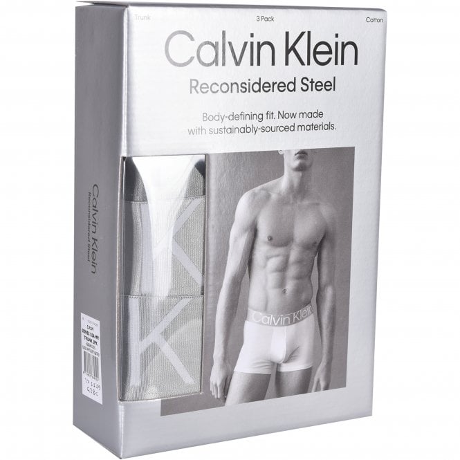 3-Pack Steel Boxer Trunks, Black/White/Grey-Calvin Klein-UNDERU