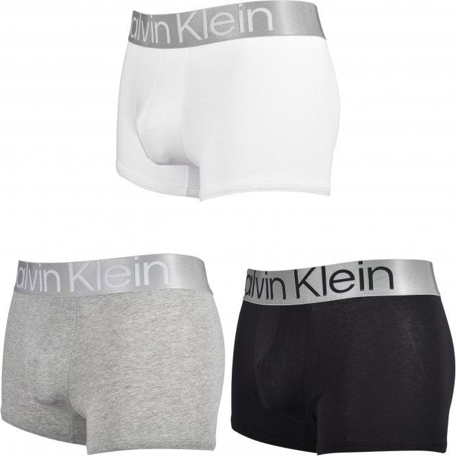 3-Pack Steel Boxer Trunks, Black/White/Grey-Calvin Klein-UNDERU