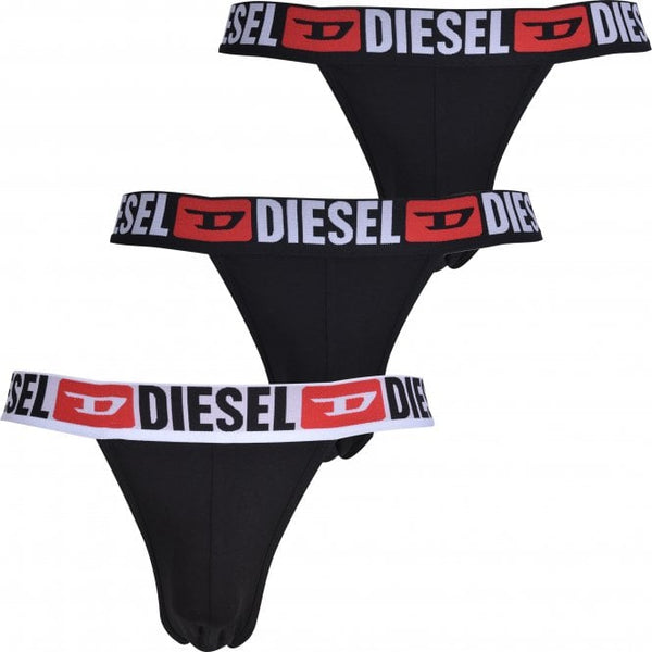 Diesel 3-Pack Men's Denim Division Briefs, Black with red/yellow/blue