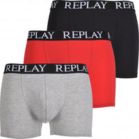 3-Pack Classic Logo Boxer Trunks, Black/Grey/Red-Replay-UNDERU