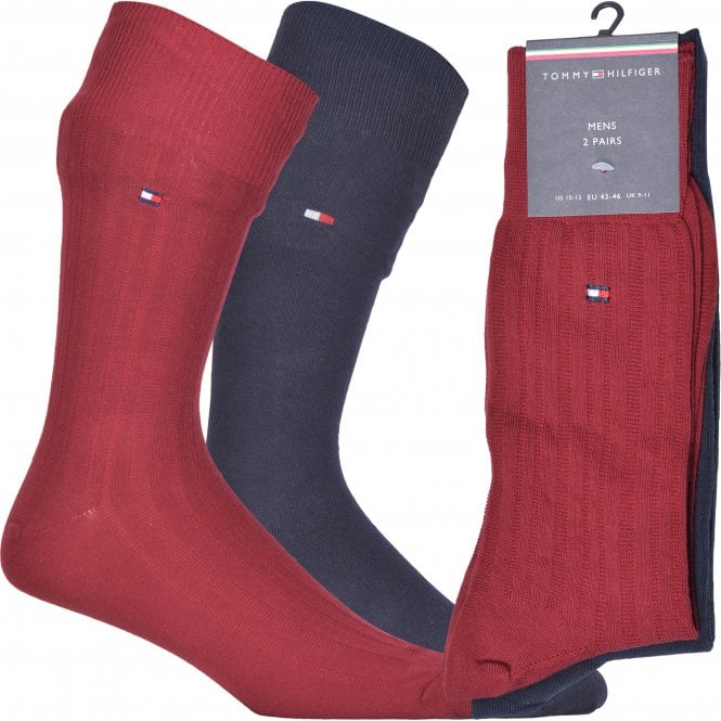 2-Pack Fancy Ribbed Socks, Navy/Rouge-Tommy Hilfiger-UNDERU