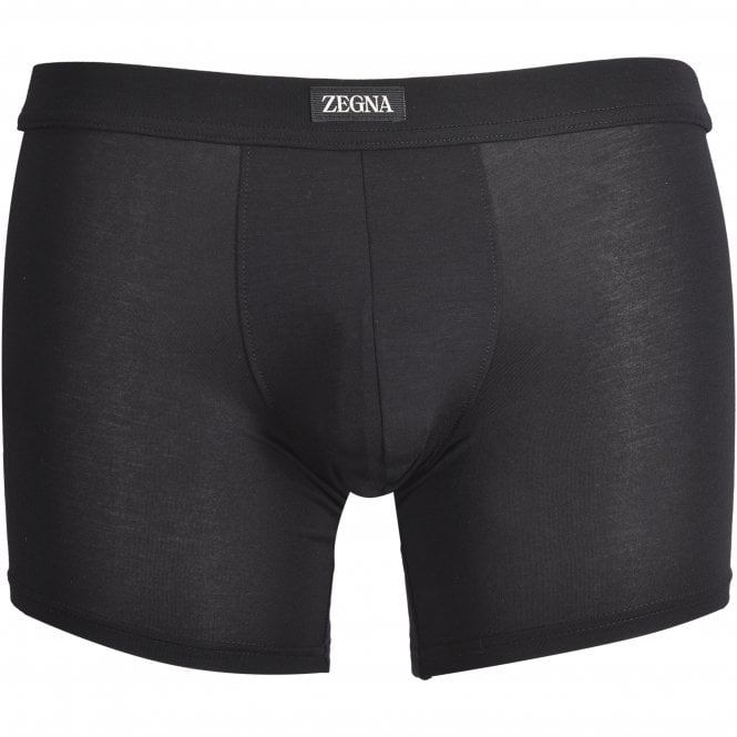 Zegna Men's Stretch Modal Boxer Brief, Black