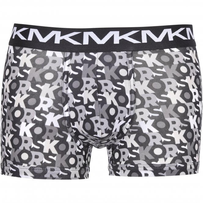 Michael Kors-3-Pack AOP & Solid Boxer Trunks, Black/Grey-UNDERU