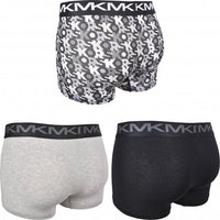 Michael Kors-3-Pack AOP & Solid Boxer Trunks, Black/Grey-UNDERU