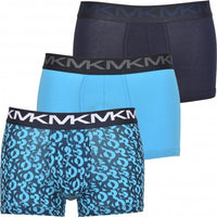 Michael Kors-3-Pack AOP & Solid Boxer Trunks, Black/Turquoise-UNDERU