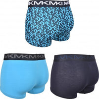 Michael Kors-3-Pack AOP & Solid Boxer Trunks, Black/Turquoise-UNDERU