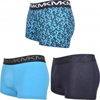 Michael Kors-3-Pack AOP & Solid Boxer Trunks, Black/Turquoise-UNDERU