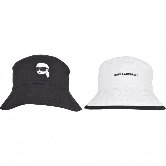 Ikonik Logo Reversible Bucket Hat, Black-Karl Lagerfeld-UNDERU