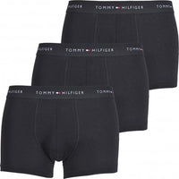 Tommy Hilfiger-3-Pack Signature Cotton Boxer Trunks, Black-UNDERU