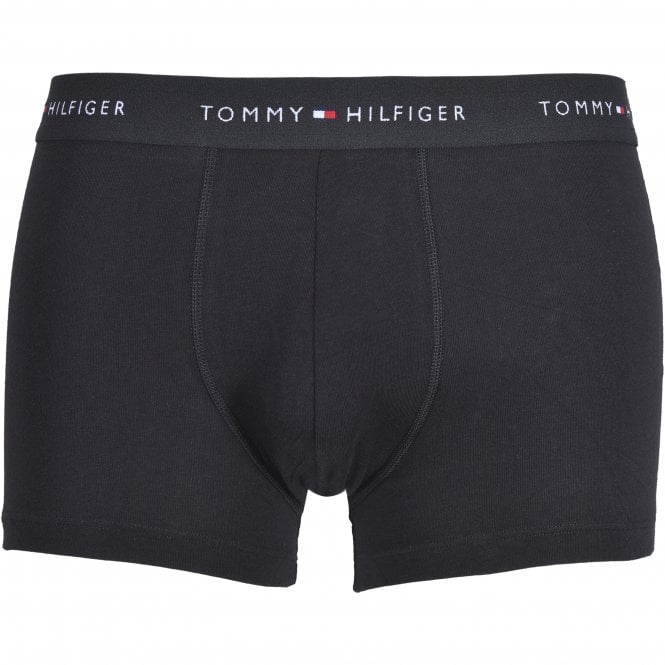 Tommy Hilfiger-3-Pack Signature Cotton Boxer Trunks, Black-UNDERU