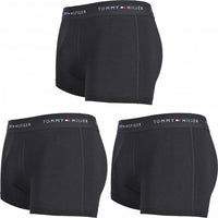 Tommy Hilfiger-3-Pack Signature Cotton Boxer Trunks, Black-UNDERU