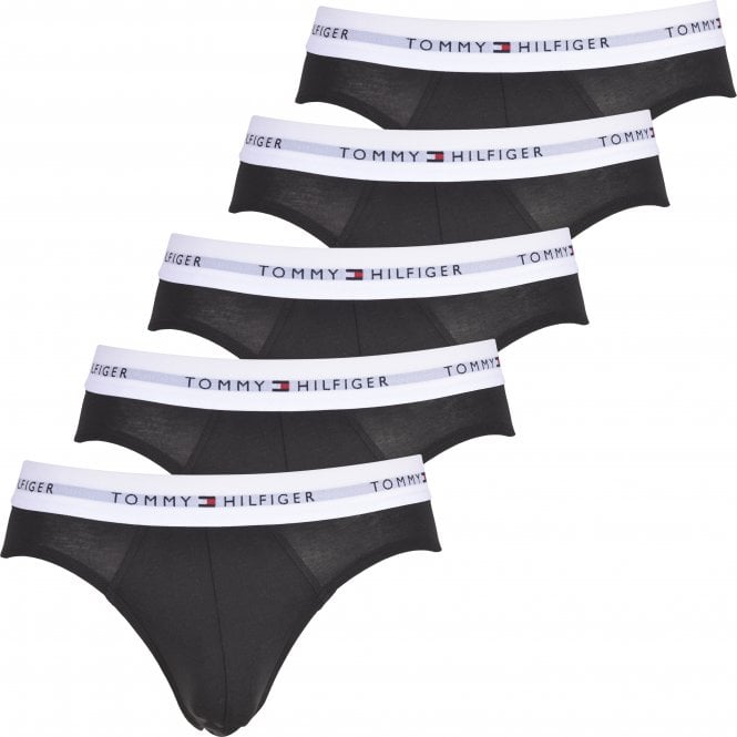 Tommy Hilfiger-5-Pack Signature Cotton Briefs, Black-UNDERU